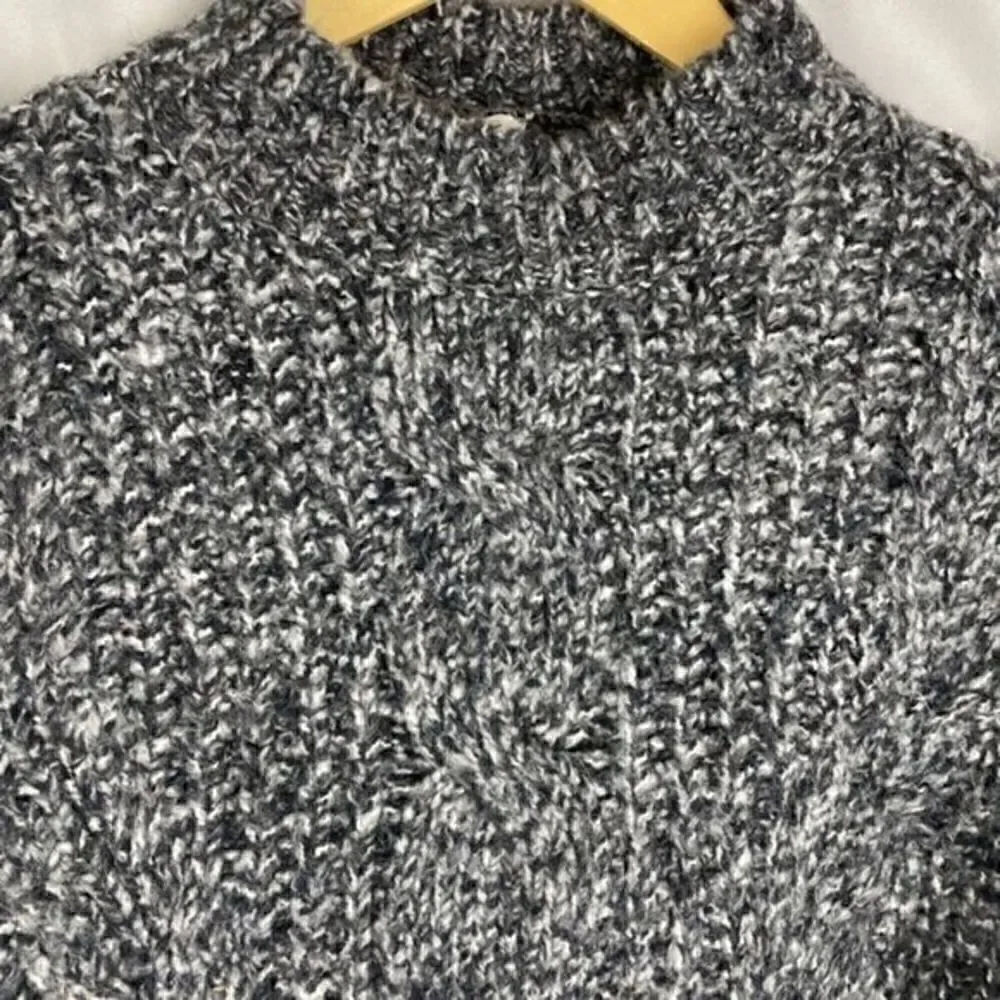 Topshop Black Multi Braided Cable Mock Neck Sweater Small
